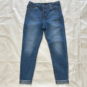 J. Crew Mercantile Women’s High-Rise Button-Fly Medium Wash Raw Hem Jeans sz30